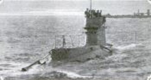 British Submarine HMS B11 Under way decks awash