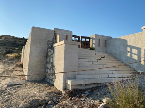 Storm damage to V Beach Cemetery, Helles, seaward entrance, 11 August 2026